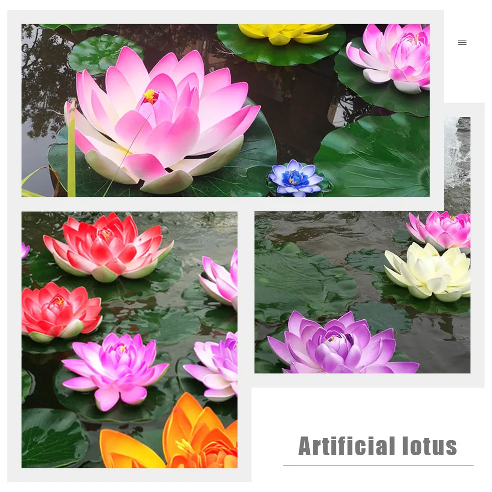 4 قطعة زنبق الماء العائم زنابق الماء الاصطناعي زخرفة عائمة زهور واقعية للفناء بركة بركة السمك محاكاة لوتس