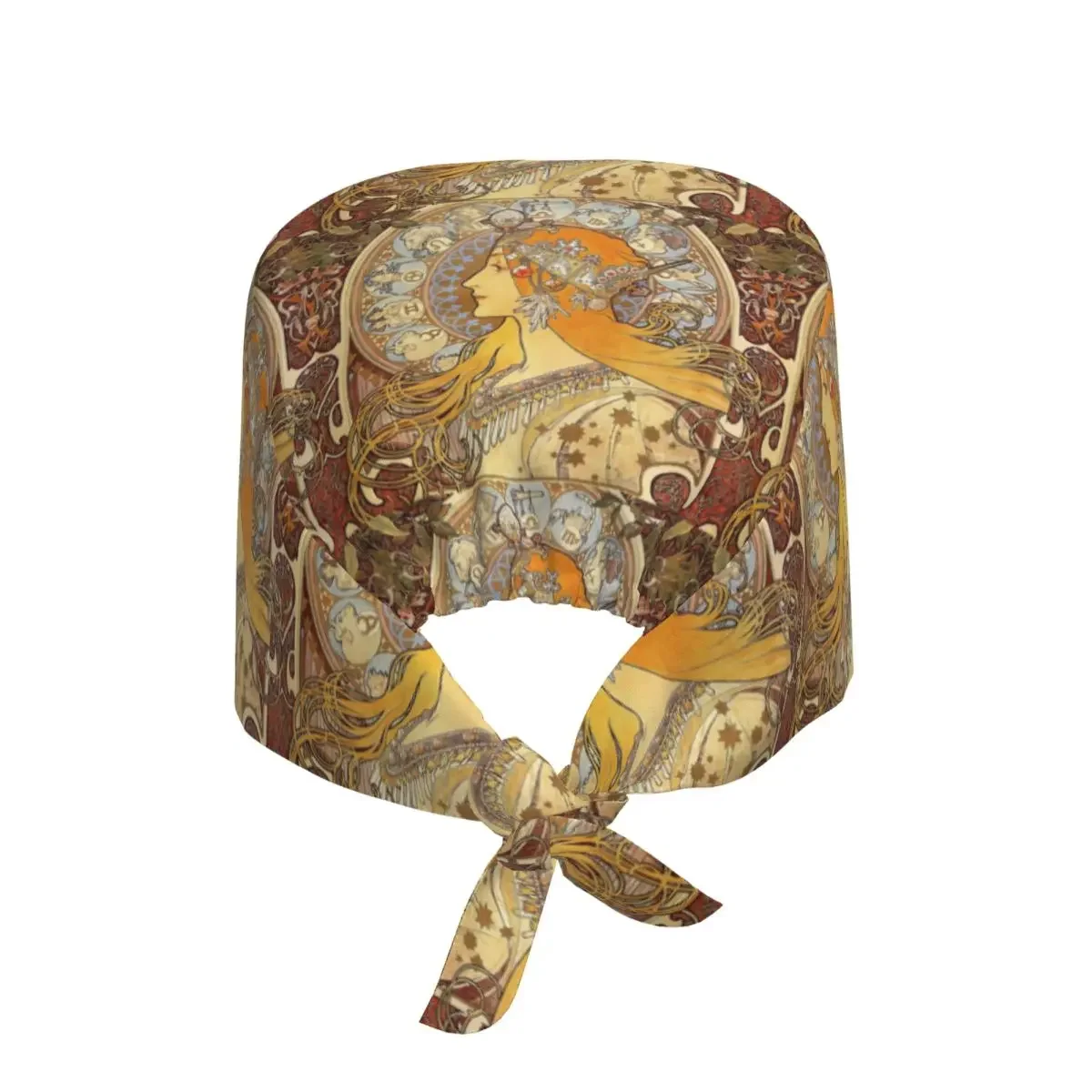 Alphonse Mucha Zodiac Art Nouveau Woman Scrub Hat Doctor Working Surgical Cap Unisex Adjustable Nursing Caps for Dentist