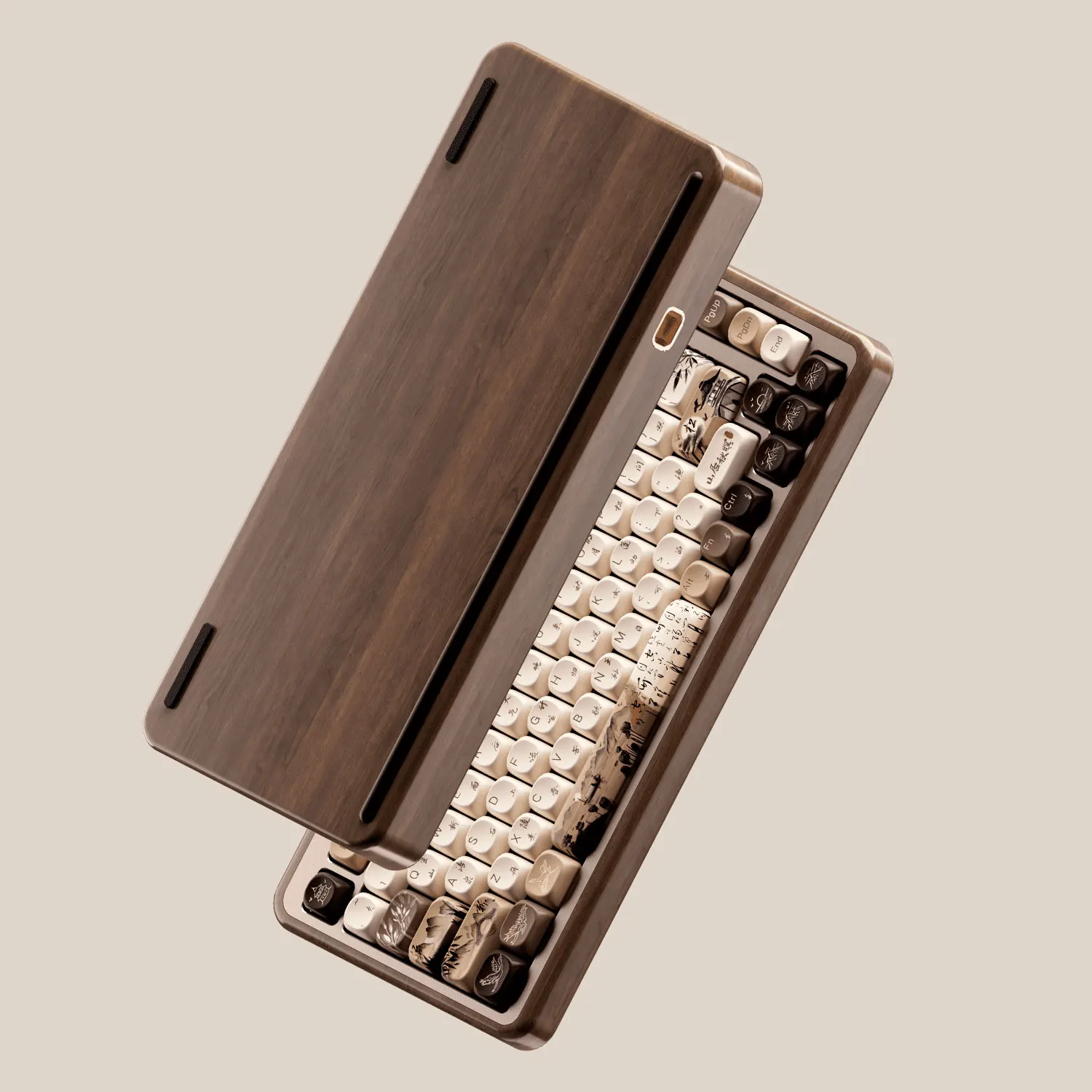 Akko MU02 75%  Wooden Mechanical Keyboard  Walnut CNC Case RGB Hot-swappable BT5.0/2.4G Wireless & Type-C Wired Gaming Keyboard