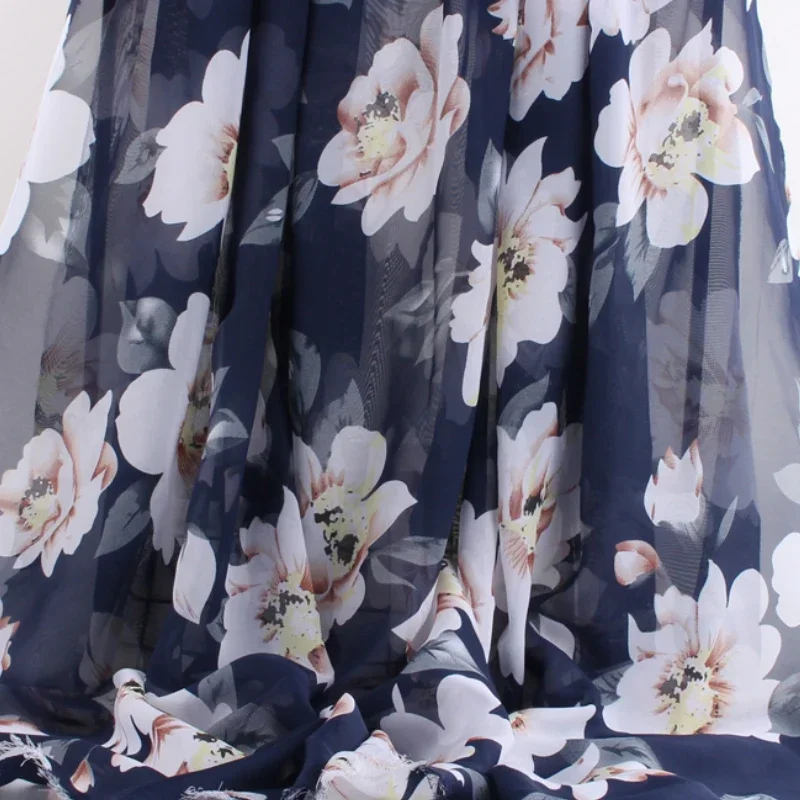 75D Printed Chiffon Fabric Bohemian Summer Dress Scarf DIY Tissue