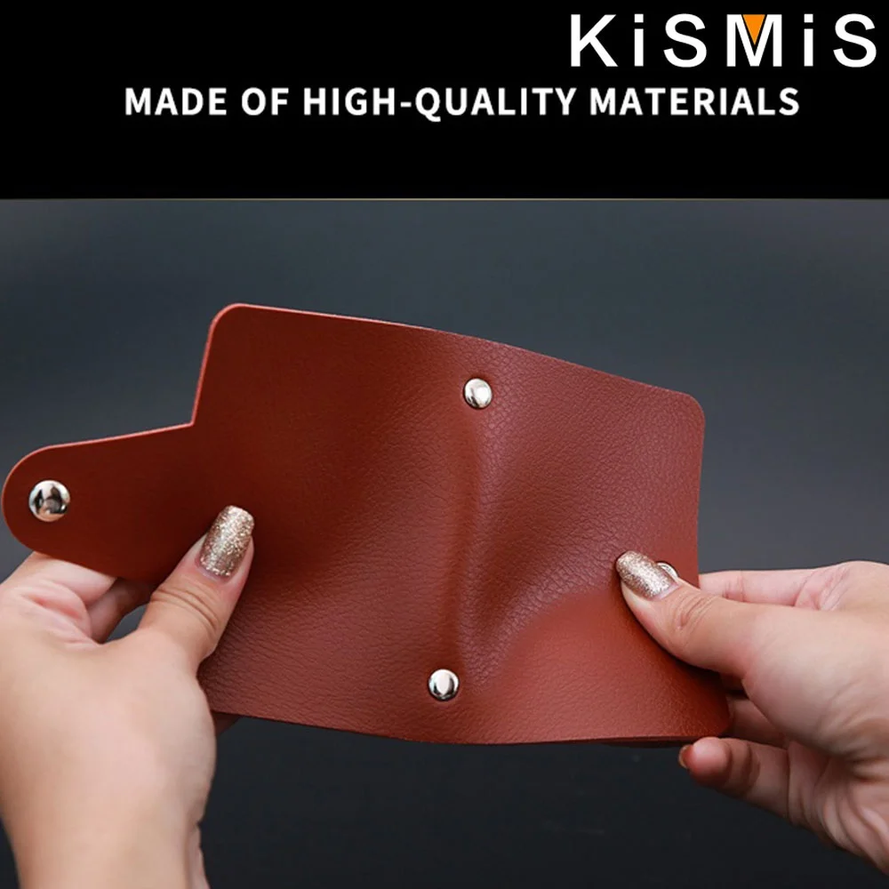 حافظة بطاقات جديدة من جلد البولي يوريثان مكونة من 24 فتحة من KISMIS - حامل بطاقات العمل وجواز السفر للرجال والنساء