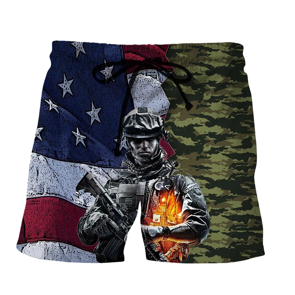 SONSPEE Militant Soldier Harajuku Summer 3D Print Shorts Plus Size Camouflage Clothing Men Women Street Style Sports Short Pants