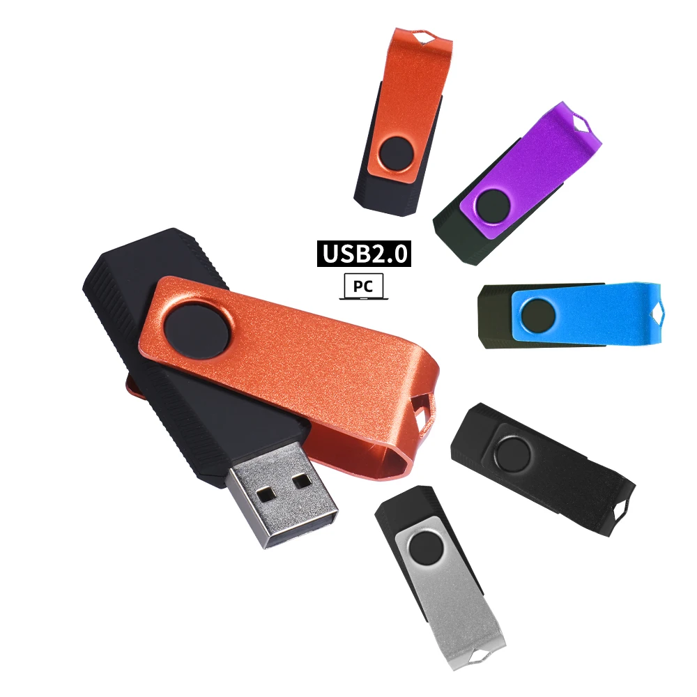 JASTER Trapezoidal Clip Rotatable USB Flash Drive 64GB Thumb Memory Stick 32GB Real Capacity 100% Pen Drive Keychain Gift for PC