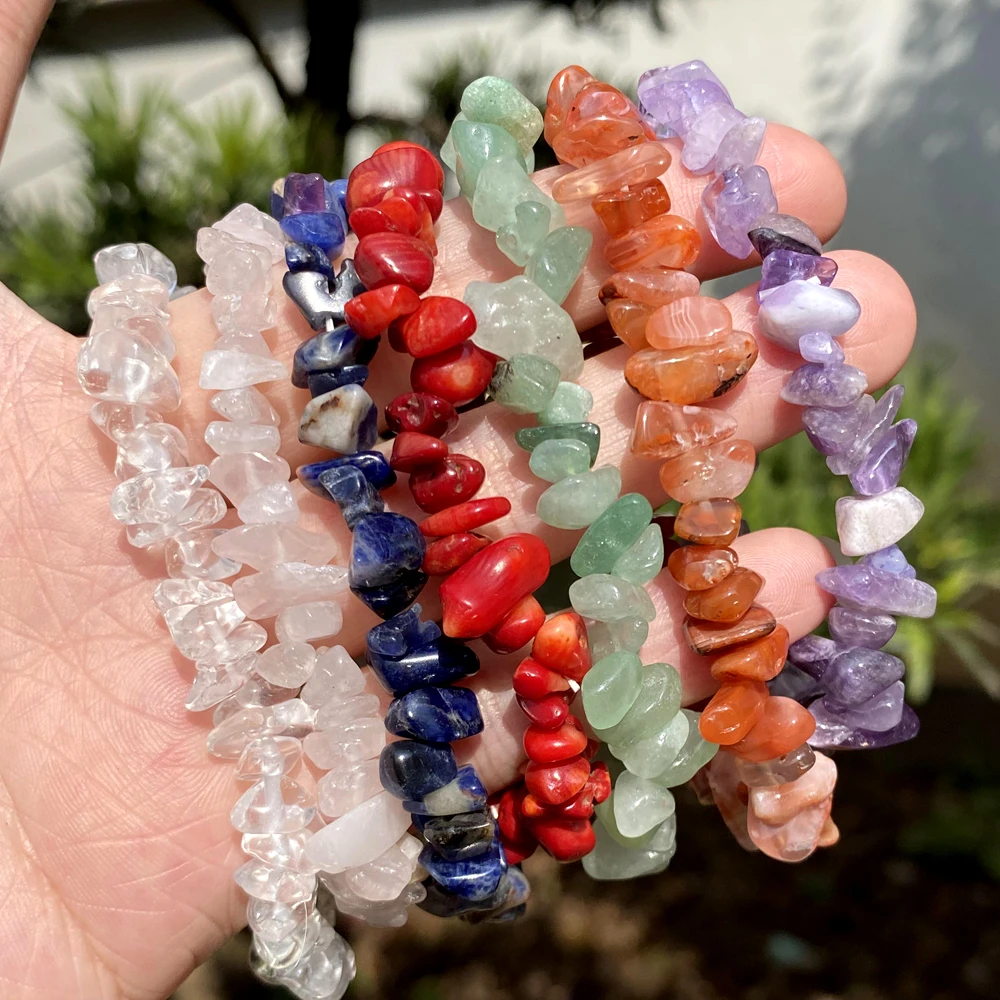 Natural Gravel Chips Stone Irregular Bracelet Tiger Eye Amethysts Beads Jewelry Gift For Men Magnetic Health Protection Women