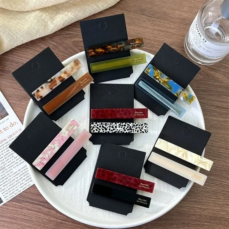 

2pcs/set Acetate Hair Clips Font Geometric Hairpins Side Pin Sweet Cute Simple Hairpin Clips Women Trendy Hair Accessories