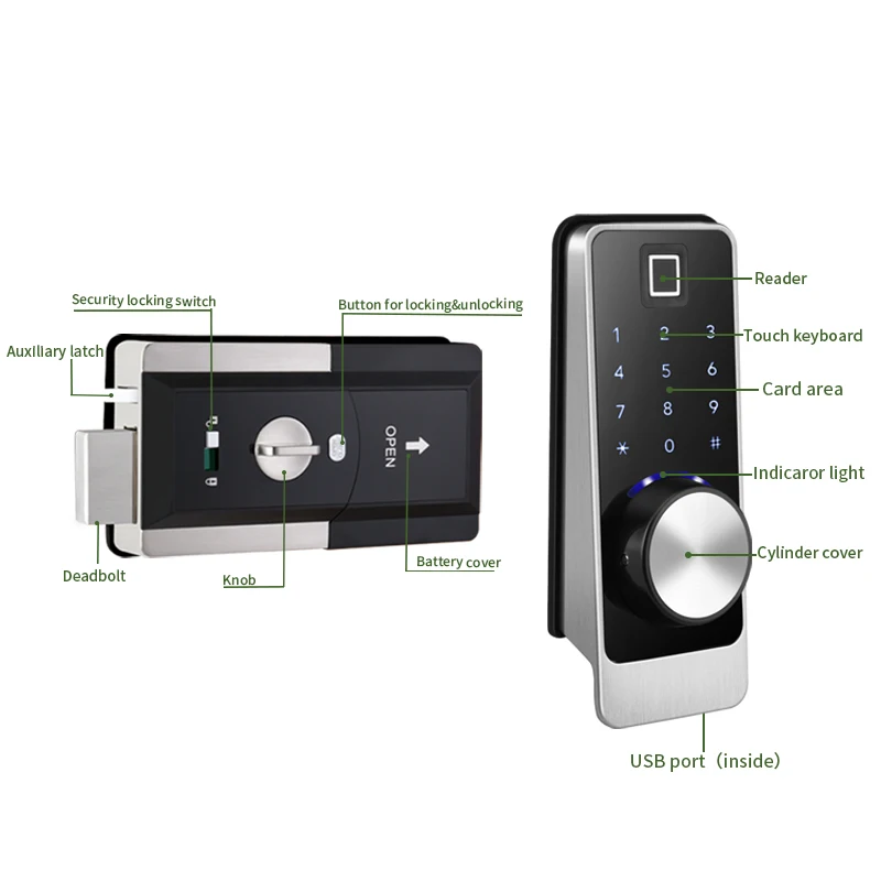 NEW RAYKUBE F6 TT Lock Bluetooth Fingerprint Deadbolt Smart Door Lock Electronic Auto Lock with Password/IC Card/Key/APP Unlock