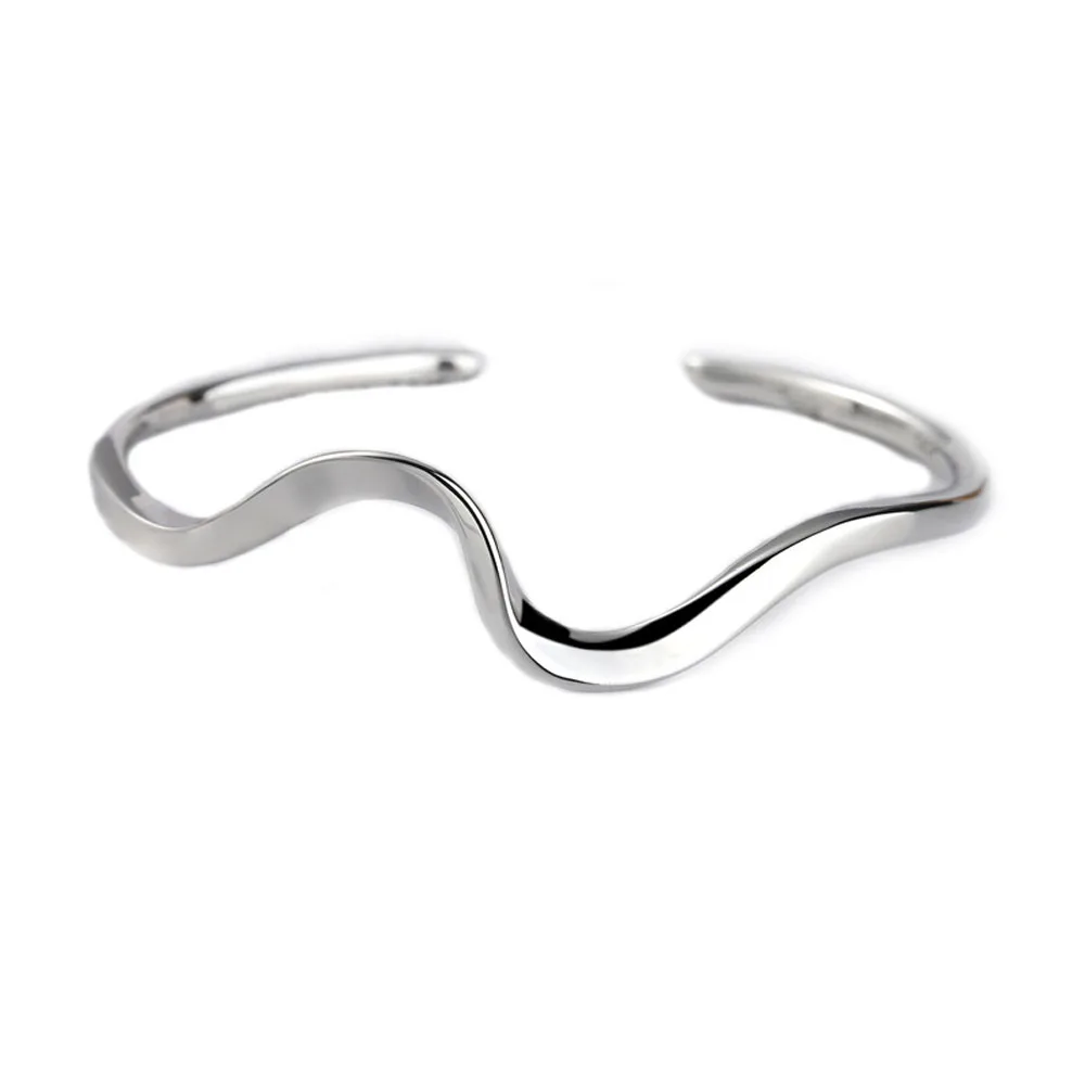 Twisted Elegant Adjustable Arc Water Wave Pattern Bending Simple Bracelet Women Gift Jewelry Opening Bangle