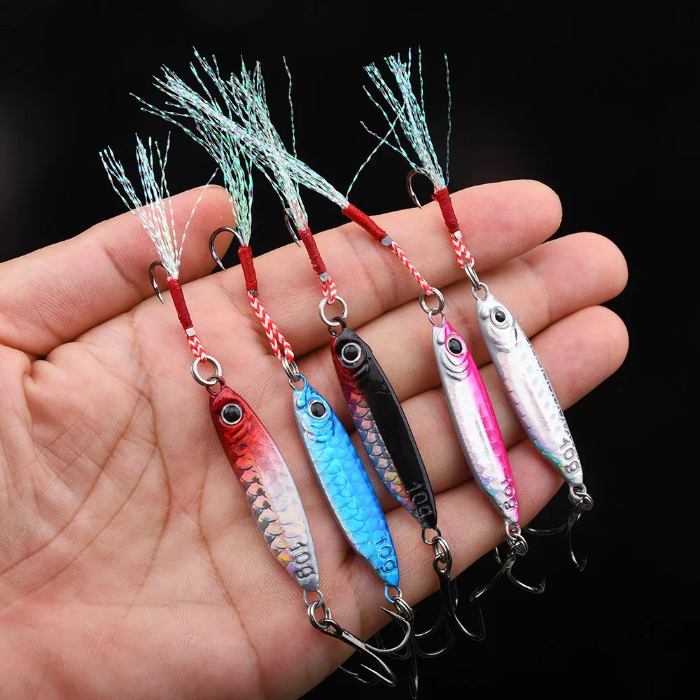 5 Stück, 4,5 cm/10 g, Metall-Jig zum Weitwurf mit Doppelhaken, VIB-Kunstköder für Süß- und Salzwasser – ein fantastischer Angelköder. – Detail 5