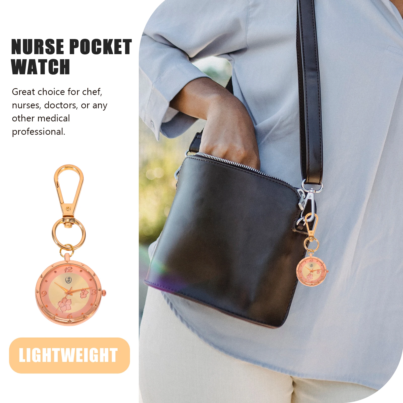 

Nurse Pocket Watch Keychain Durable Lightweight Precise Movement Clip on Fob Watch Medical Professional Gift Choice