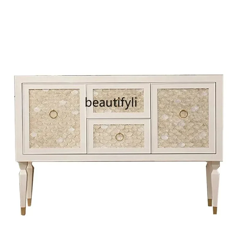 K185 – casier de salon de luxe américain léger, buffet de Style crème en bois massif, décoration de rangement pour la maison, armoire de Hall K185