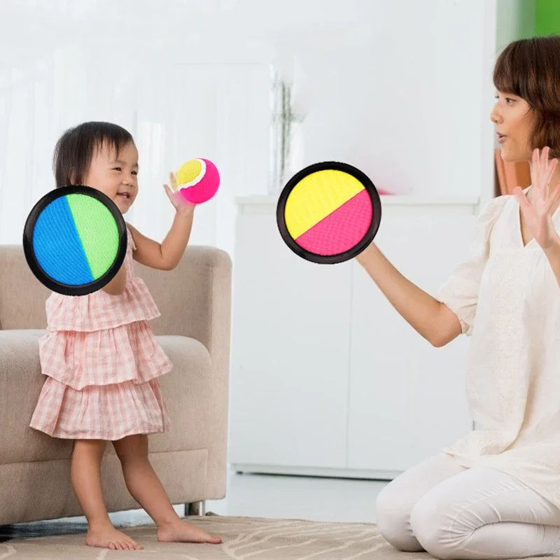 1 Set Sucker Sticky Ball Toy – Outdoor Sports Throw Catch Fun Ball Game for Kids Parent-Child Interactive Outdoor Play Set image 2