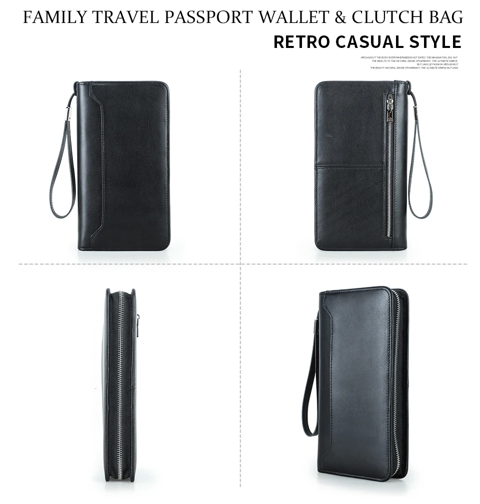 Kontakt Echt leder Familie Pass Clutch Brieftaschen Vintage Männer Reise Clutch Taschen Pass Cover Karten halter Handy tasche – Detail 18