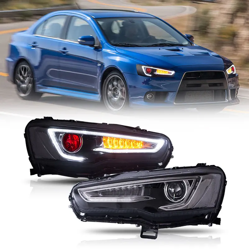

Suitable forVLAND LED Headlight Head Lamp Fortis Hatchback Lancer Head Lights Sequentail Demon Eyes 2008-2017 for Galant/lancer