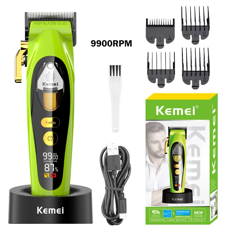 Kemei 2035 Hair Trimmer Professional Clipper Electric Trimmer Rechargeable Barber Type-C Cordless Cutting Machine