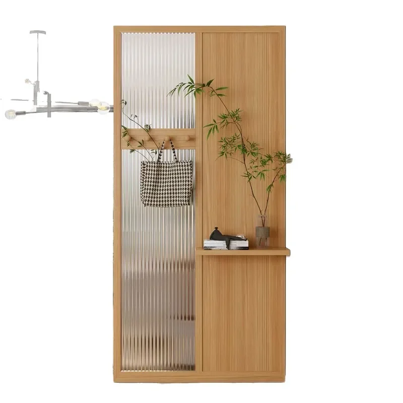Solid Wood Changhong Glass Room Divider Screen for Entryway Living Room New Chinese Style Partition Shelf Home Decor
