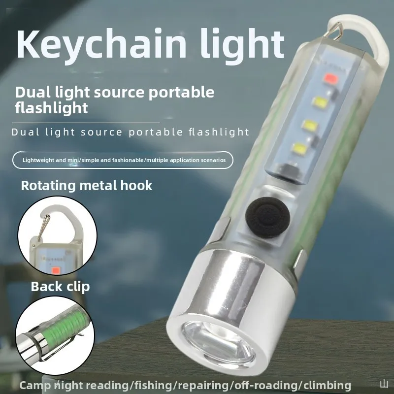 

Трансграничный светодиодный светящийся уличный мини-фонарик с зарядкой типа C, высокая яркость, сверхлегкий портативный брелок-светильник