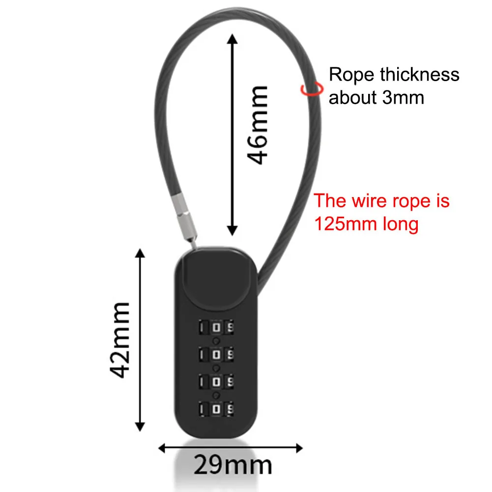4 Digit Combination Padlock Anti-Theft Password Padlock Cabinet Steel Cable Password Lock Outdoor Travel Luggage Security Lock