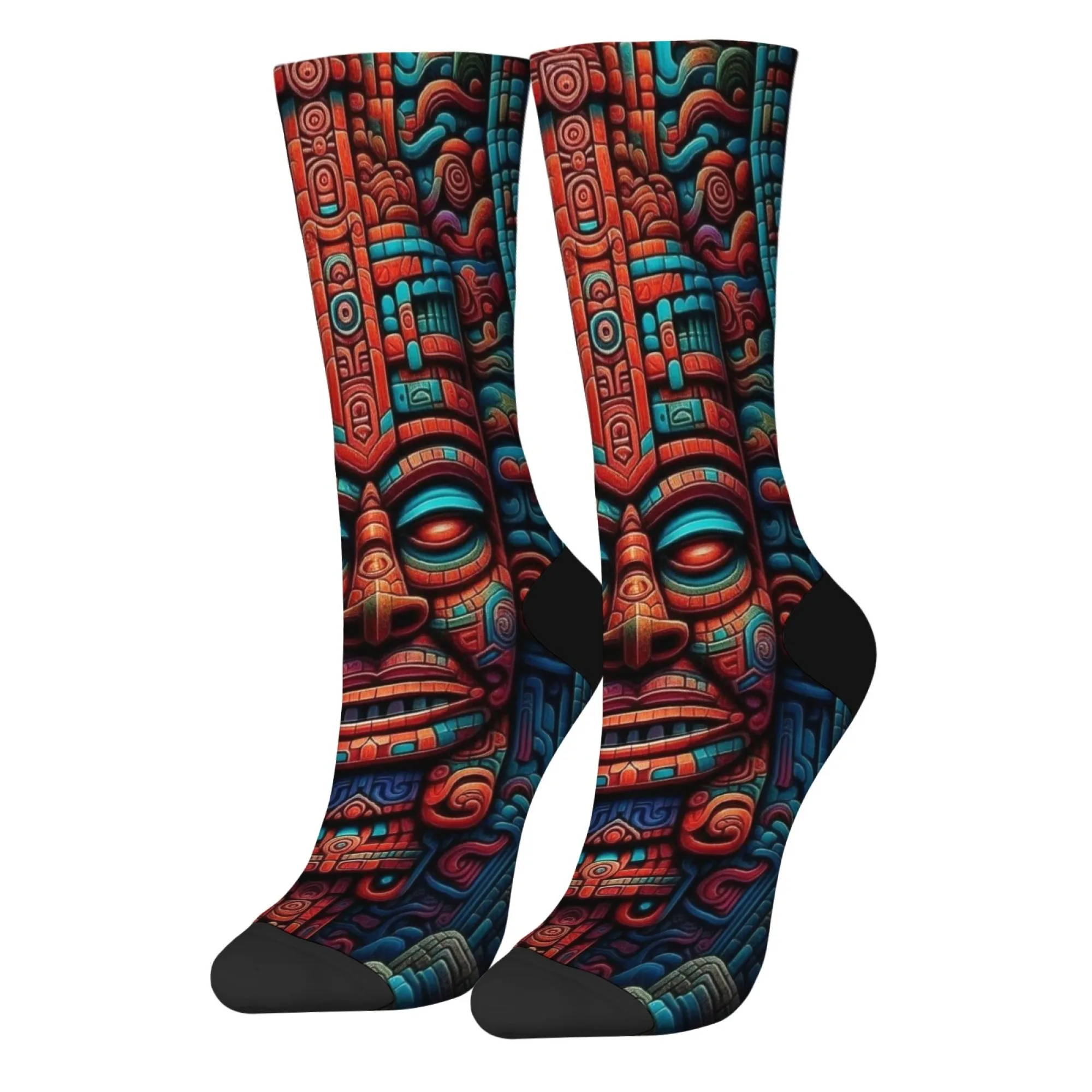 Tribal Totem Mysteriöses ethnisches Muster Herrensocken Neuheit Harajuku Retro Straße Hip Hop Kompressionssocken Party Urlaub Geschenk