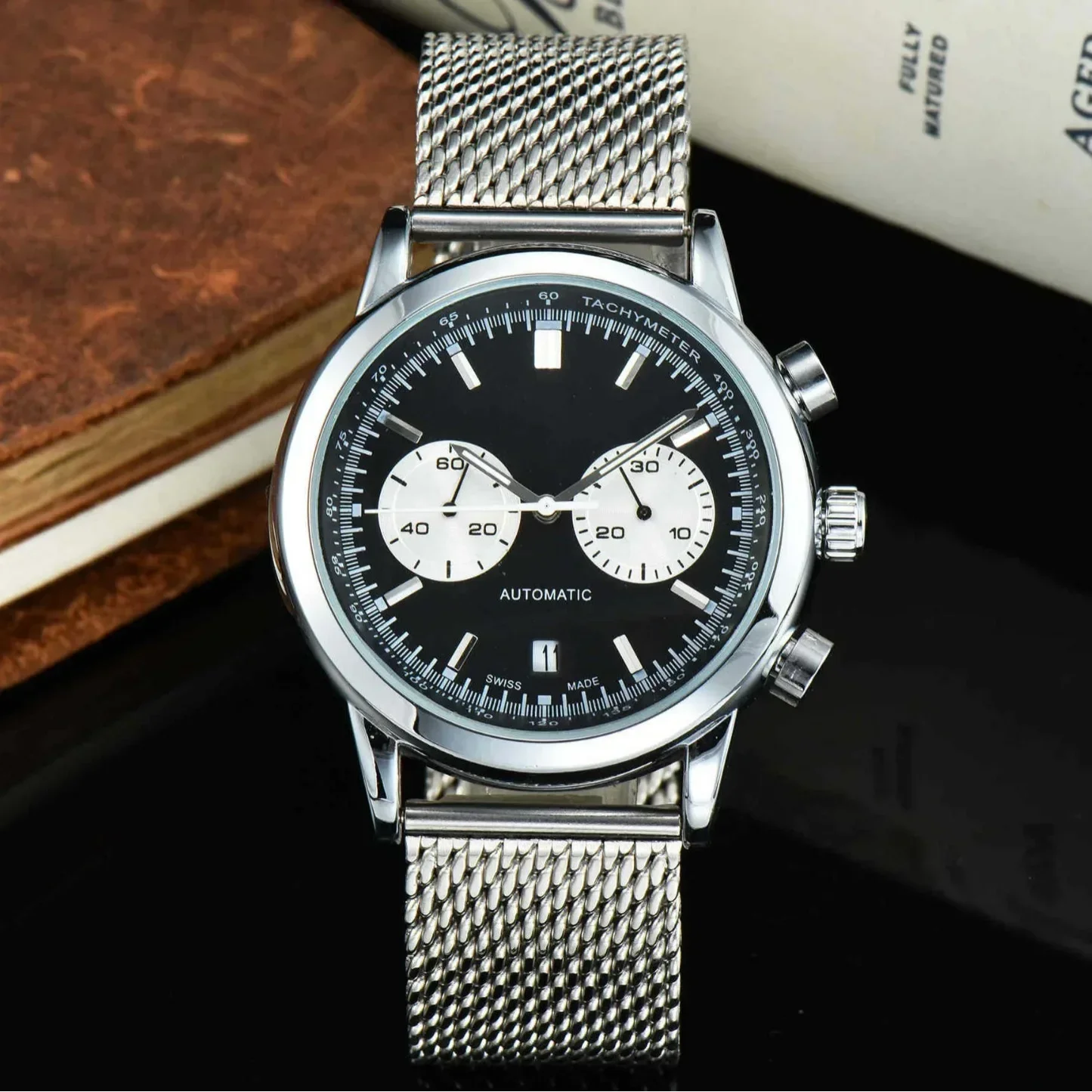 ​2025 New American Classic Retro Watch, Calendar Display, 10ATM Waterproof, Luminous Leather Strap, Stainless Steel Case,