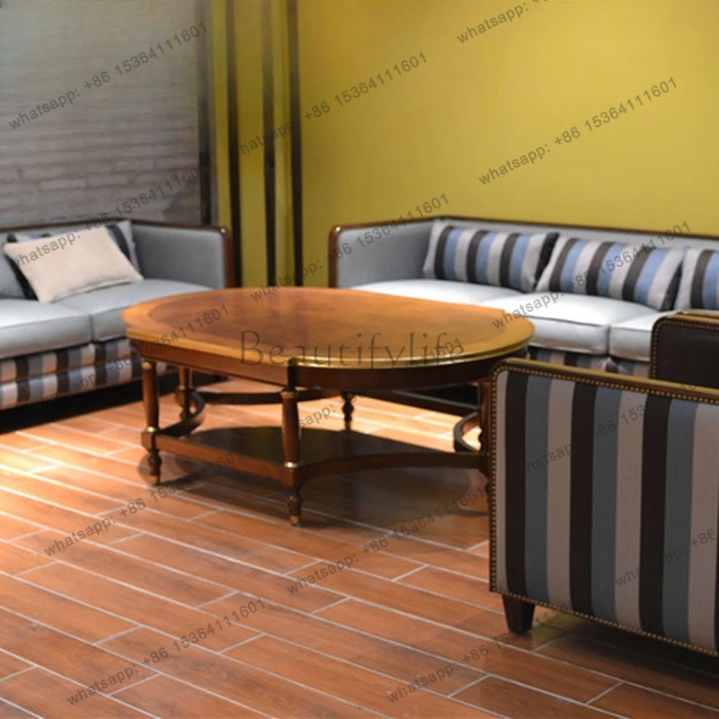 Classical English coffee table complete antique European oval small apartment coffee table