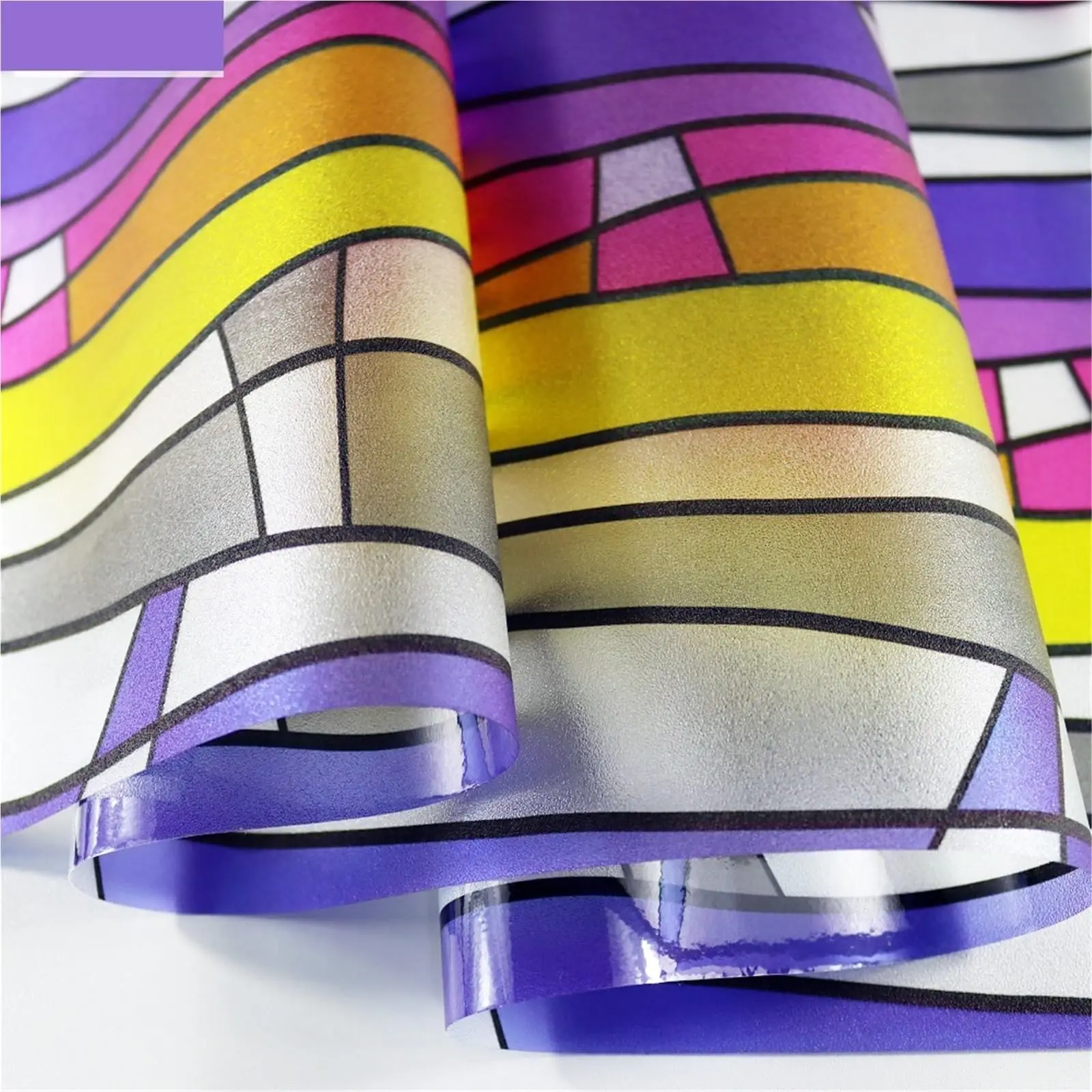 Frosted Window Film Privacy  Colored Striped Static Cling Window Stickers  Removable No Glue UV Blocking Heat Control For Home