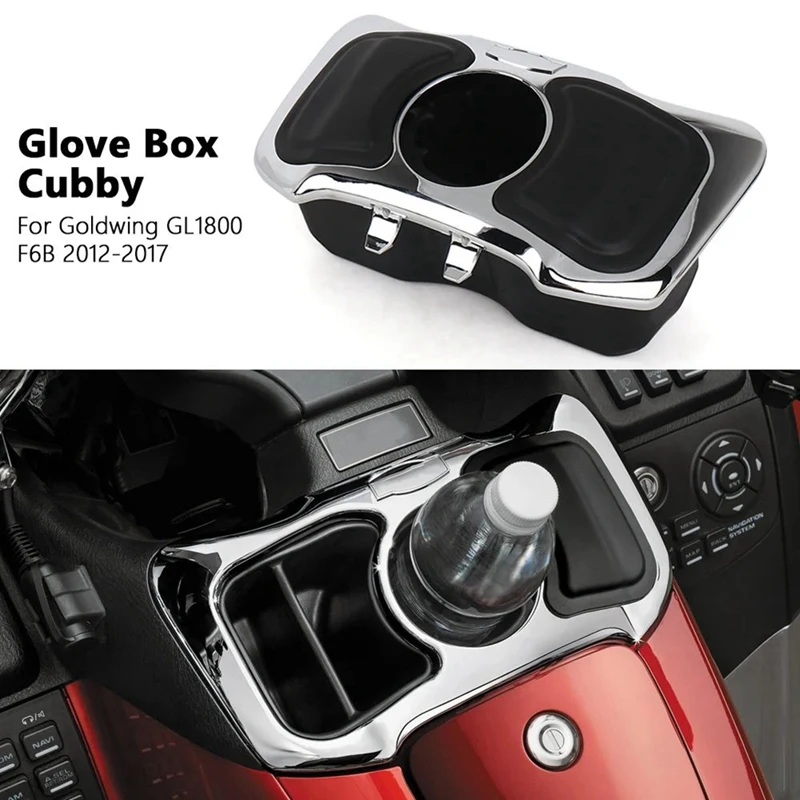 Motorcycle Glove Box Cubby Storage Box With Cup Holder For Honda Goldwing GL1800 Gold Wing F6B 2012-2017