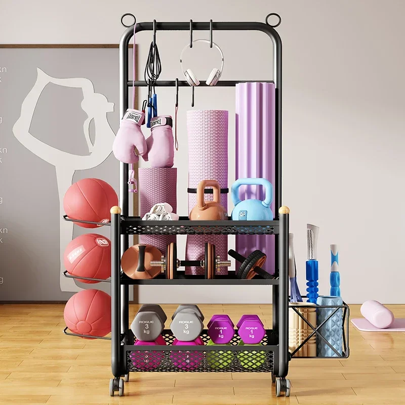 2026 Home Gym Workout Organizer Metal Storage Rack for Weight Set Exercise Equipment Basketball Ball Storage