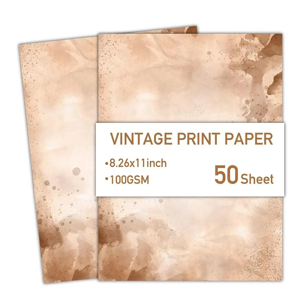 50 Sheets Vintage Stationery Writing Paper Classical Simple Literary Scrapbook Letter Paper Double Sided Thicker Printing Paper