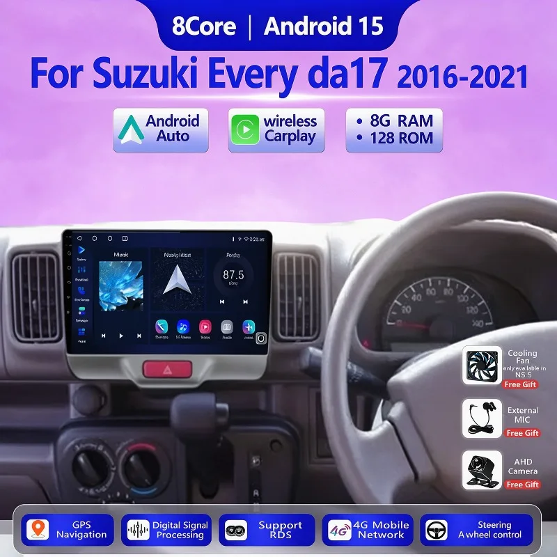 Android15 Car Radio Wireless Carplay For Suzuki Every DA17 2016 - 2021 Autoradio Multimedia Stereo Player Android GPS Navigation