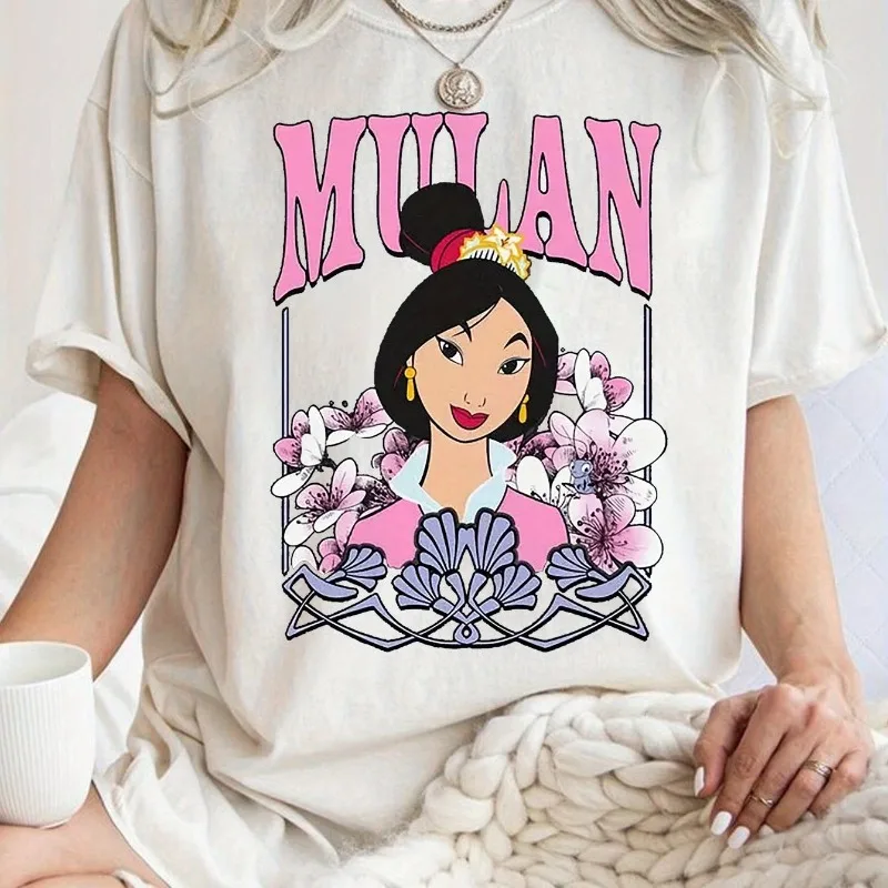 

Классическая футболка с принтом Disney Mulan, женская футболка, летняя новая стильная мужская и женская повседневная модная уличная одежда