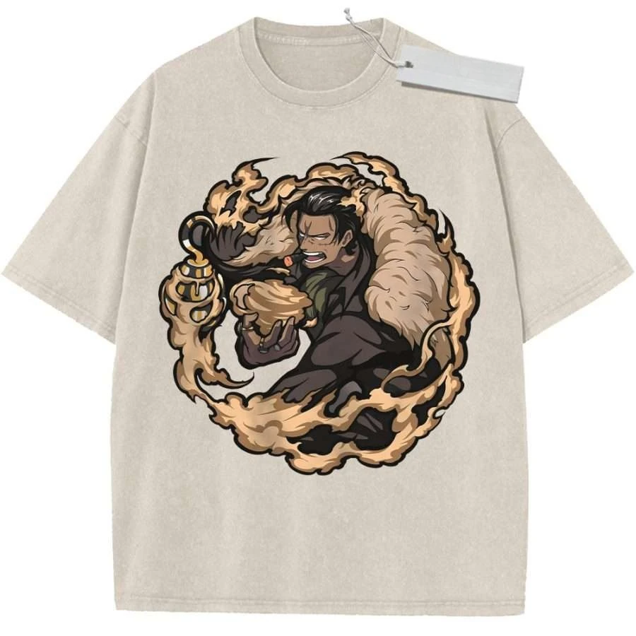 

Unisex Washed Beige Vintage T - shirt One Piece Sir Crocodile High - quality Fabric for Home Leisure Travel Shopping
