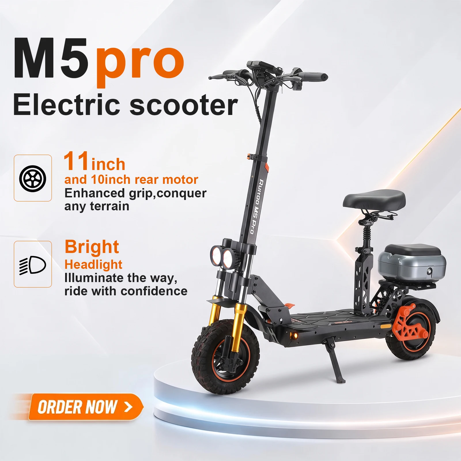 Patinete eléctrico El Ruitoo M5 Pro es un patinete eléctrico plegable y resistente al agua, diseñado para el transporte urbano; cuenta con