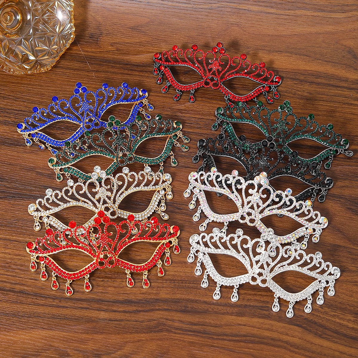 Fashion Crystal Rhinestone Bridal Mask Wedding Accessories For Women Bride Dancing Party Tassel Masks Banquet Accessories