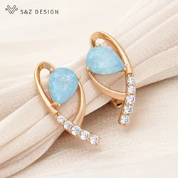 S&Z DESIGN New Arrivals Trendy Zircon Champagne Gold Color Water Drop Crystal Dangle Earrings For Women Wedding Jewelry Gift