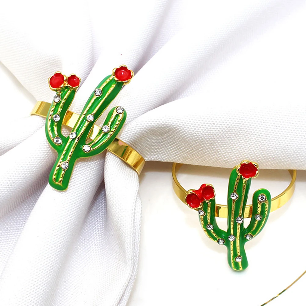 

6Pcs Elegant Decorative Napkin Rings Fruit And Cactus Shaped Serviette Ring For Dining Table Party Favor