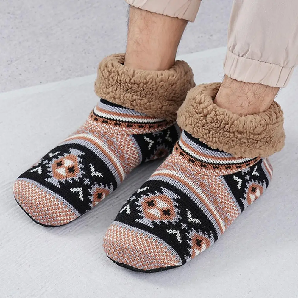 

Men Acrylic Floor Socks Cozy Winter Floor Socks With Plush Fuzzy Warmth Silicone Sole For Fall Holiday Gift Giving Velvet