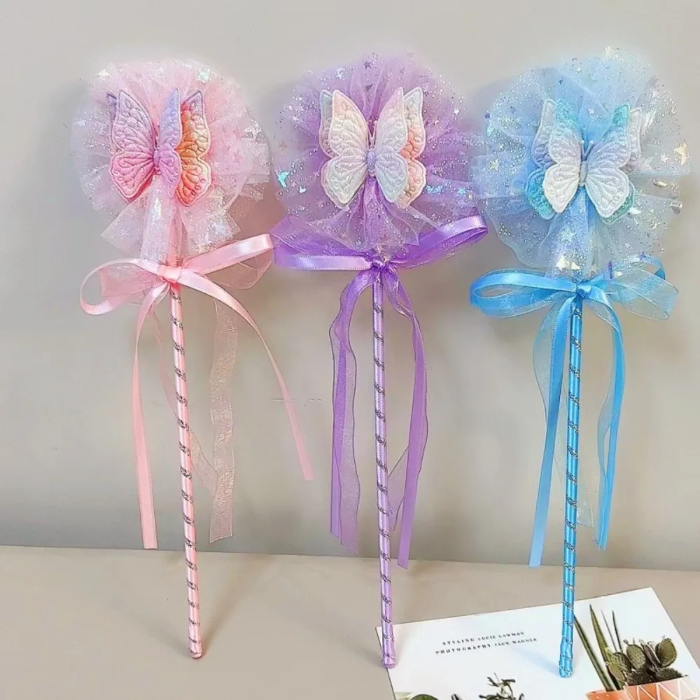 Varitas de hadas y mariposas bonitas de ensueño, varita para niñas, varita de princesa para juegos de rol, varita colorida para niños, accesorios de Cosplay