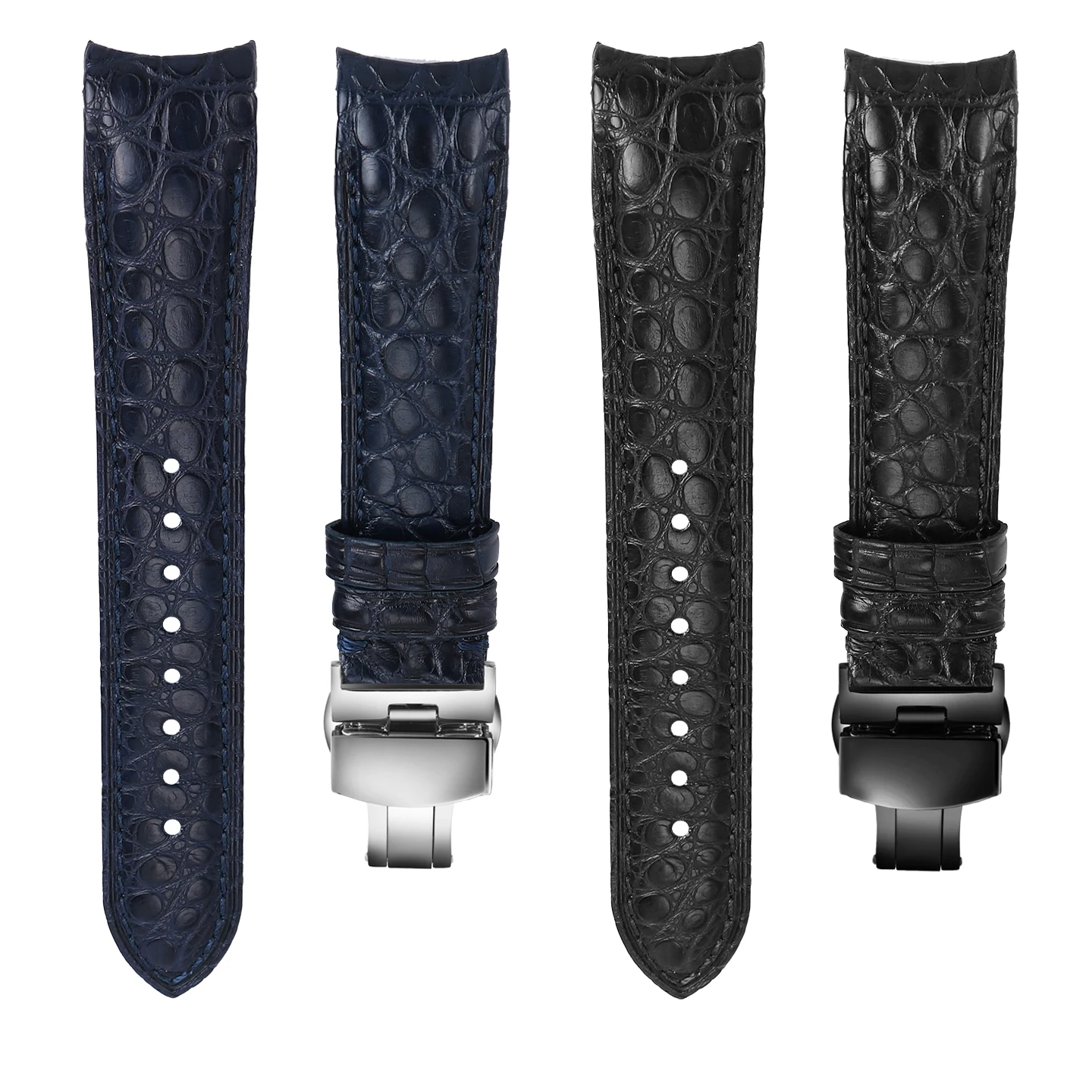 جلد التمساح قوس الفم حزام ساعة اليد لأوميغا رولكس أسود أخضر المياه شبح دايتونا قوس سلس جلد التمساح جلد ناعم وا