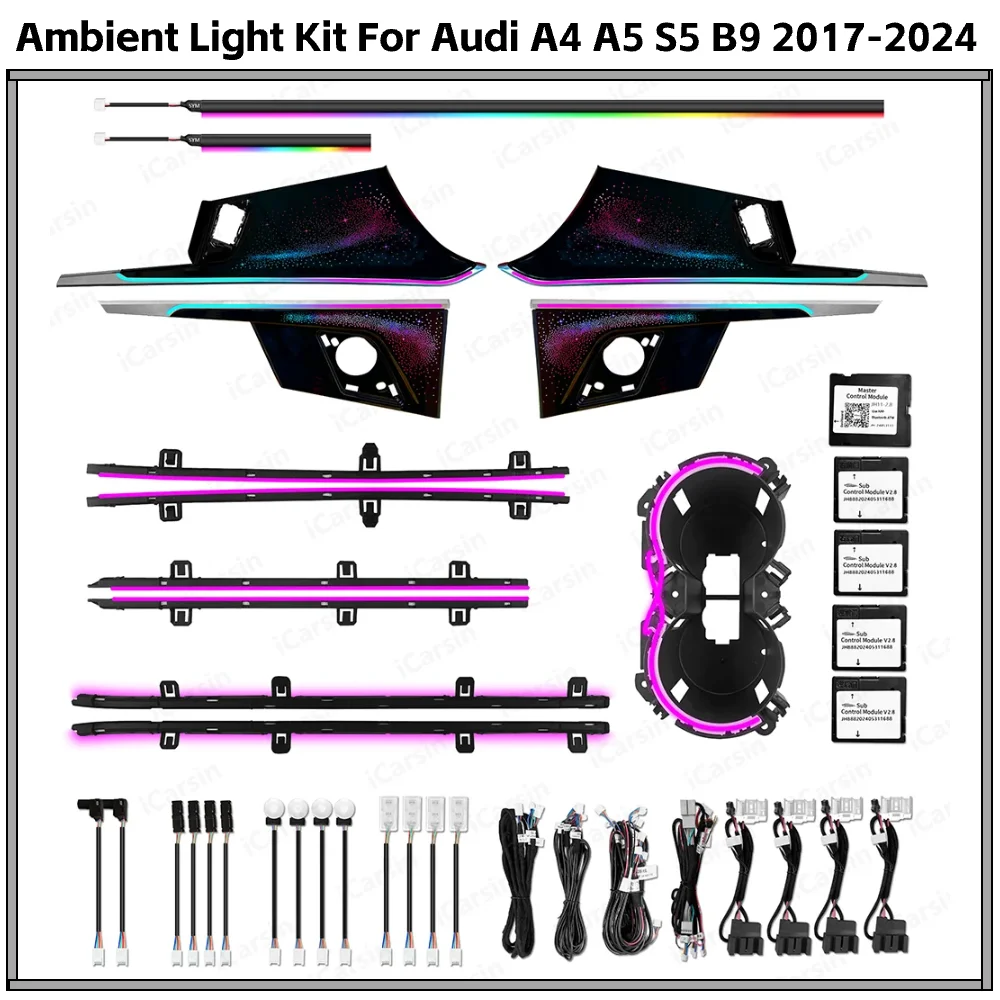 

Комплект обновления окружающего освещения Drive A4 для Audi A4 A5 S5 B9 RHD 2017-2024, аксессуары для внутреннего светодиодного освещения автомобиля