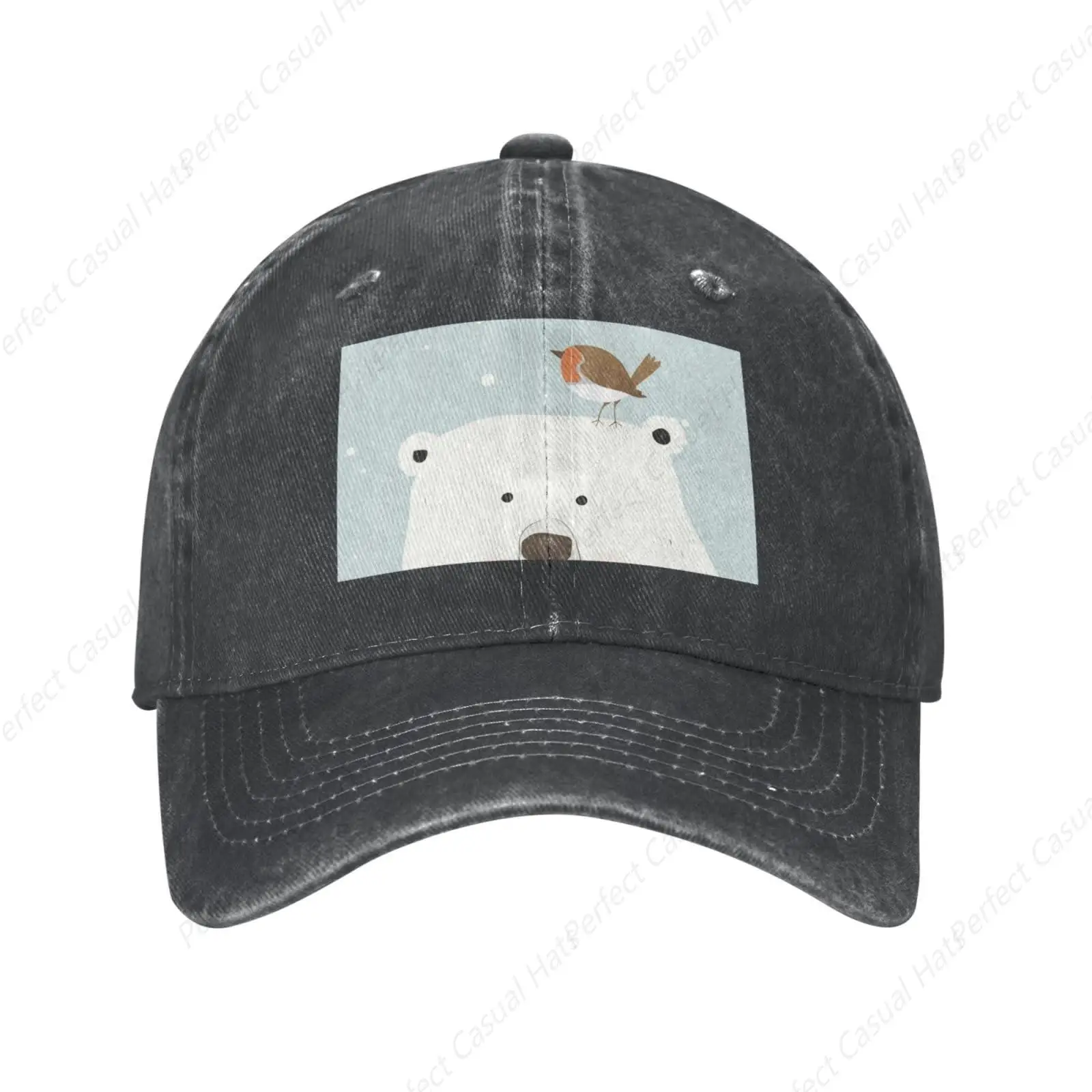 

Cute Polar Bear And Bird Graphic Printing Sunscreen Cowboy Hat Peaked Caps Baseball Caps Trucker Hat Men Women Fashion Caps