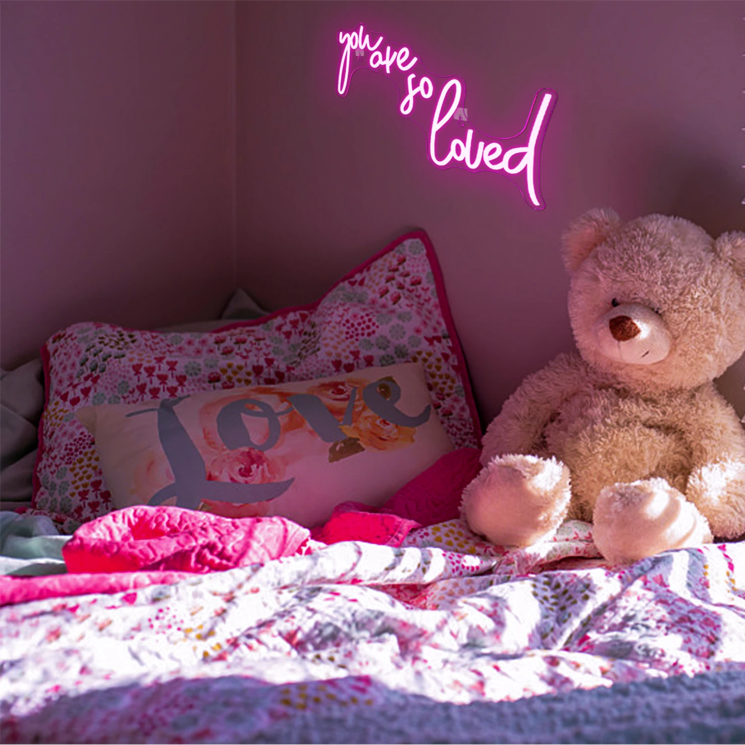 Rosa Sie sind so geliebt Neon Sign usb Neonlichter für Schlafzimmer Bar Mann Höhle Party Geburtstag Hochzeits geschenke Wand dekoration LED Brief