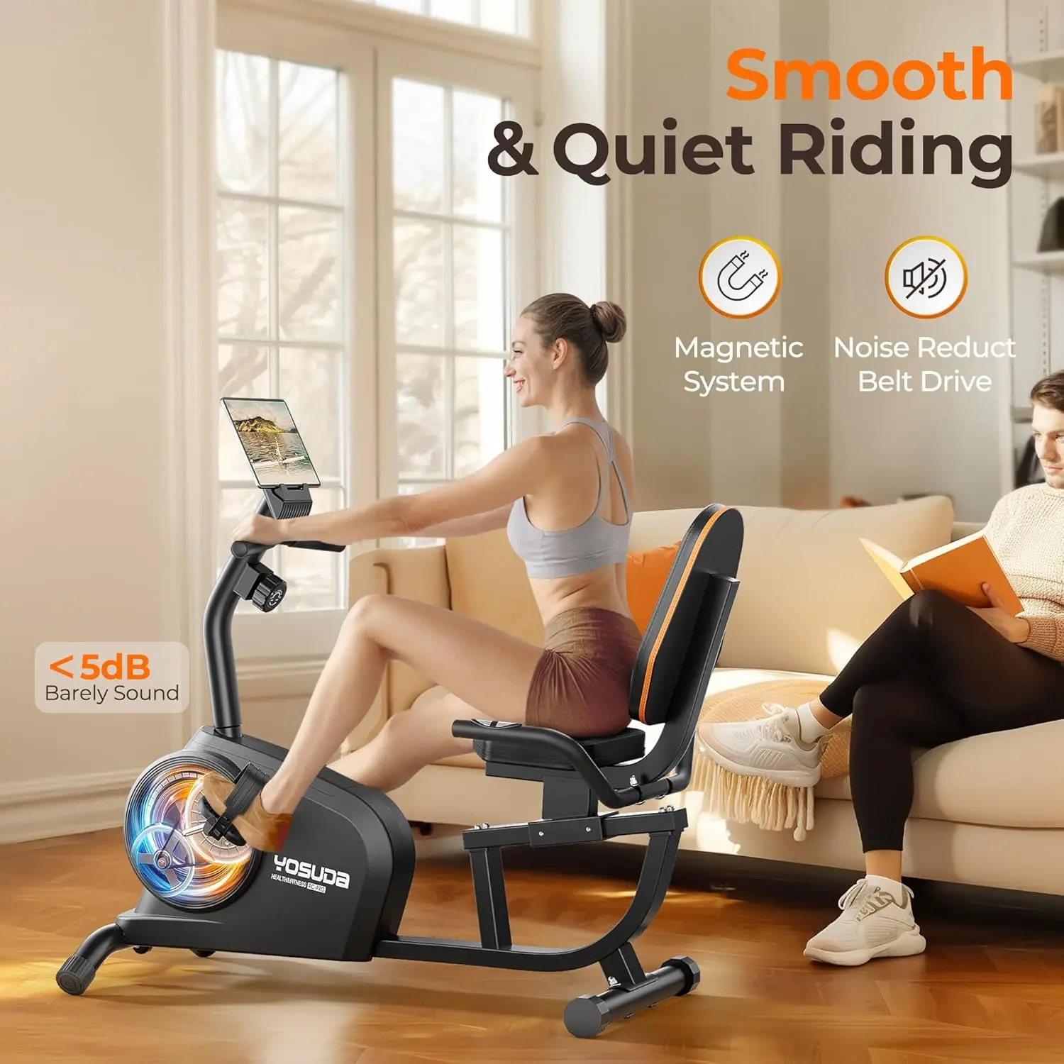 Recumbent Exercise Bike for Adults Seniors with Quick Adjust Seat, 350LB Capacity & 16-level Resistance