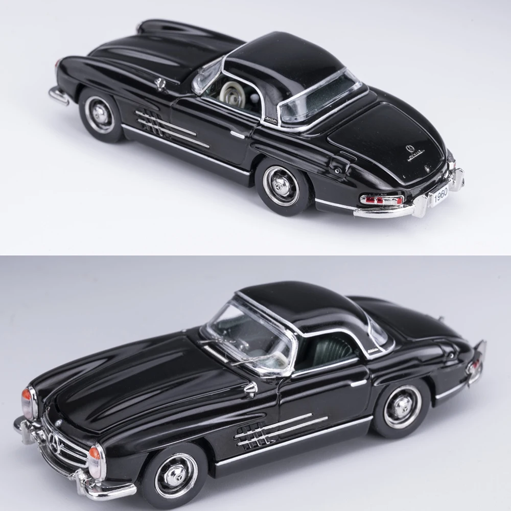 1:64 Diecast Mercedes-Benz 300SL Convertible Classic Car 1/64 FrontRear Convertible Metal Chassis Soft Top/hard Top Sports Car