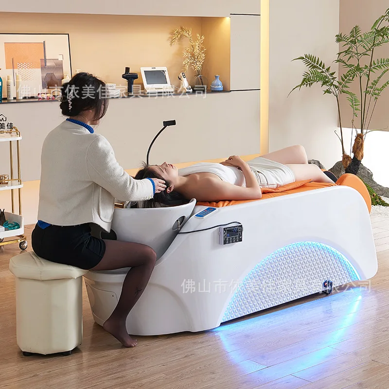 Auto Electric Massage Shampoo Bed, Water Circulation & Steam | Professional Salon Hair Rinse & Scalp Recliner