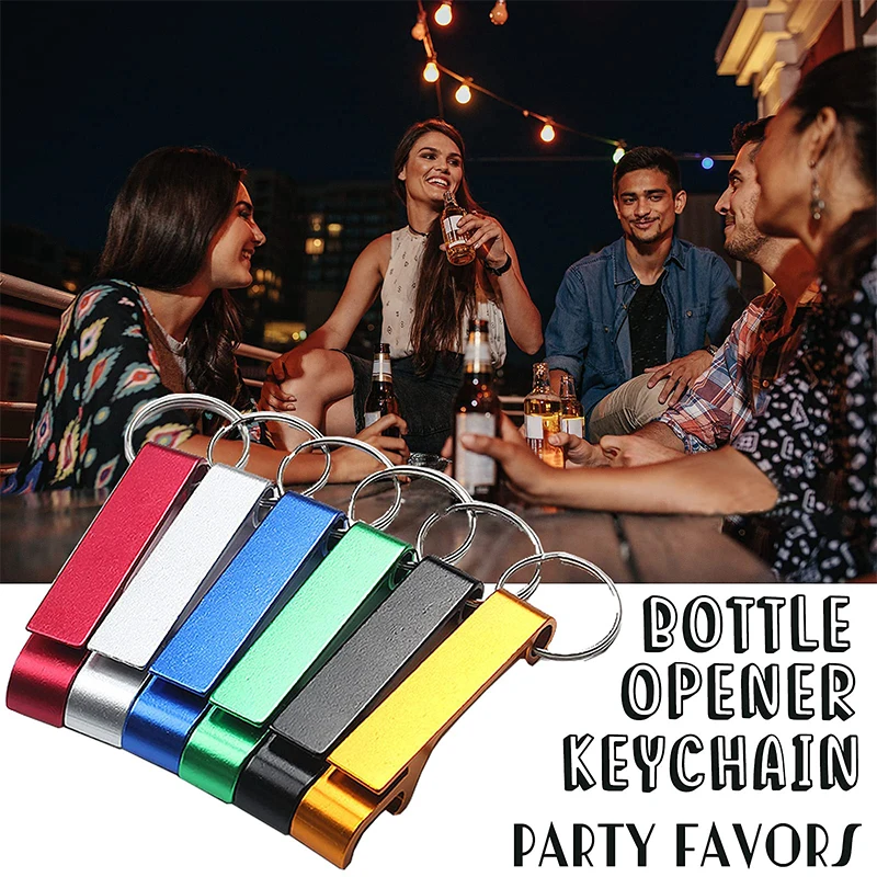 200Pcs Beer Bottle Openers Colored Bottle Opener Keychain Aluminum Alloy Colorful Mini Pocket Beer Beverage Opener