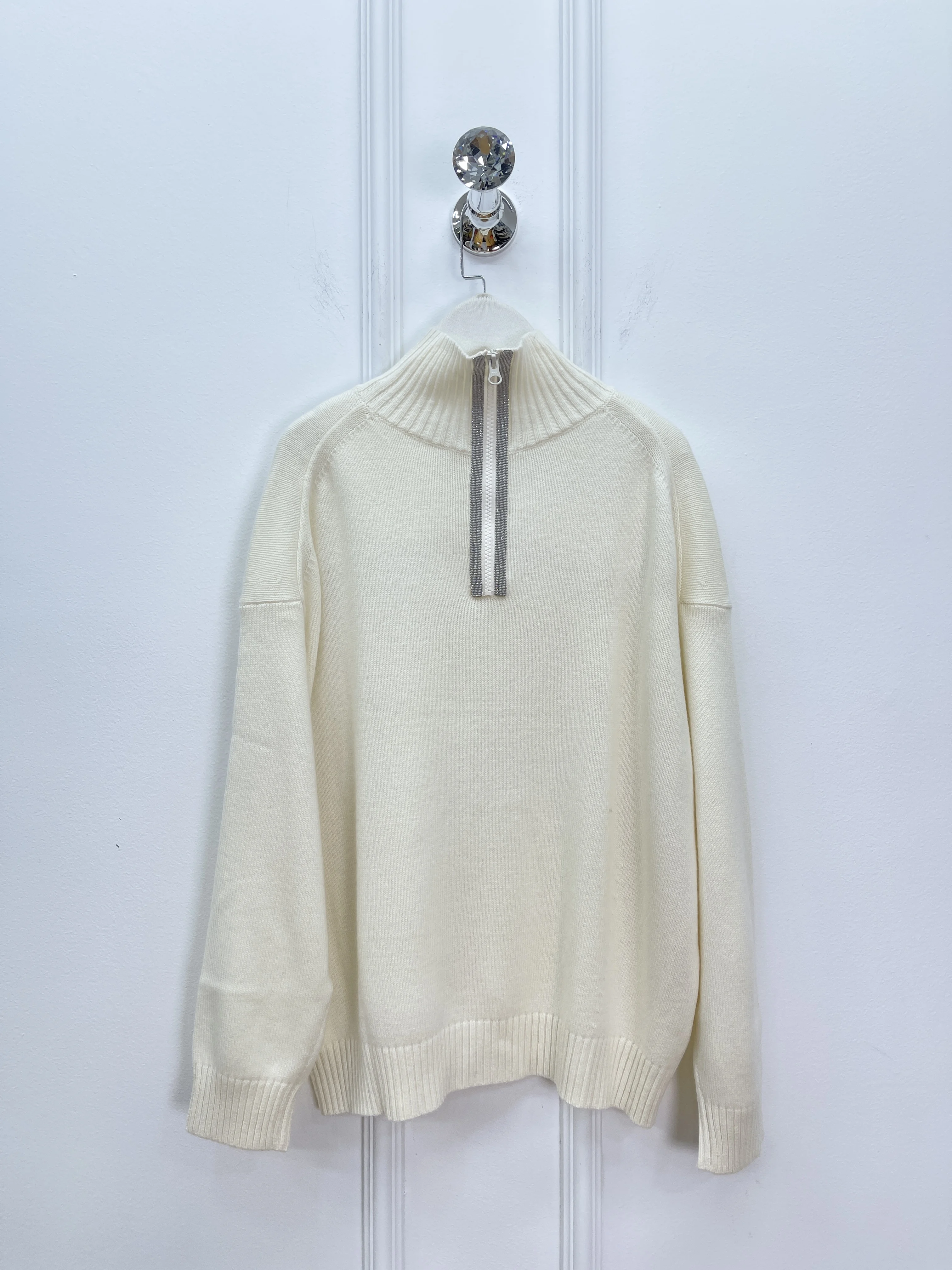 2925 Herfst En Winter Nieuwe Kasjmier Wol Kralen Revers Trui Half Open Borst Casual All-Match Gebreide Tops Voor vrouwen