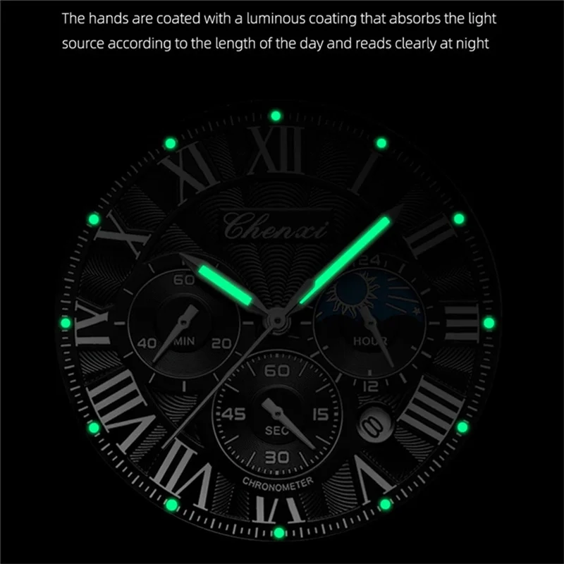 CHENXI 973 Top Brand Men Watches Waterproof Luminous Luxury Leather Casual Sports Quartz Wristwatch Military Male Watch For Men