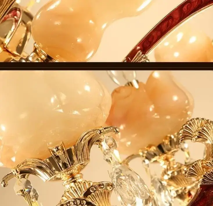 

Luxury Simulated Jade LED Crystal Chandeliers Lighting Fixtures With 6 Arms 8 Arms 15 Arms For Living Room Lighting