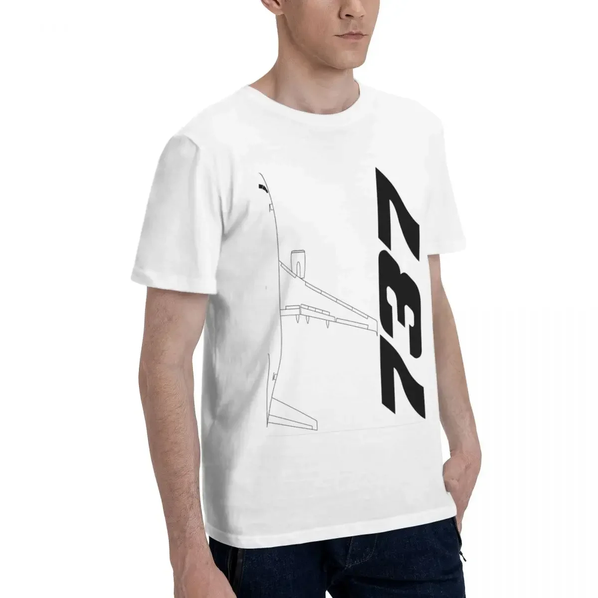 Boeing 737 Black Silhouette Top View Classic Men T-Shirt Funny Plus Size T Shirts Men's Crew Neck Cotton Tees Short Summer Male