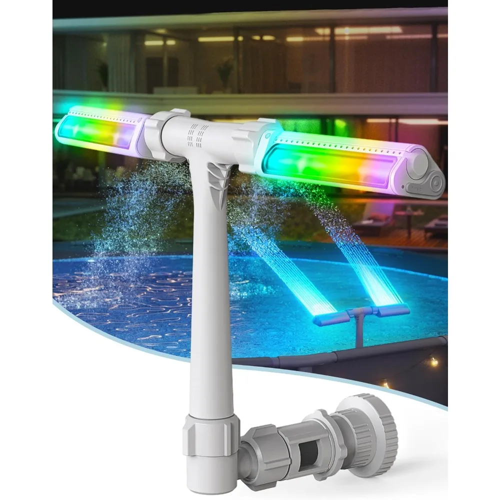 

Pool Fountain with 7-Color LED Lights, above/Inground Pool Fountain Lights with Remote Control, Adjustable Pool Sprinkler